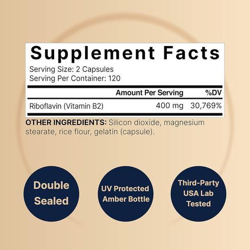 NatureBell Vitamin B2 Riboflavin 400mg Per Serving, 240 Capsules | Essential Daily B vitamin, Easily Absorbed Form – Supports Energy, Skin, and Cellular Health – Non-GMO, Gluten Free