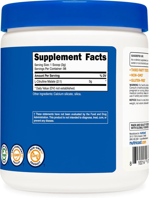 Nutricost L-Citrulline Malate (2:1) Powder, 300 Grams
