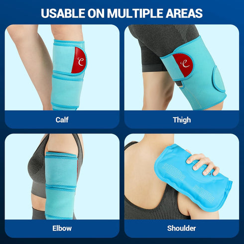 Comfytemp Large Knee Ice Pack Wrap with 2 Gel Soft Cold Packs, Reusable Compression Brace for Meniscus Tear, Joint Pain