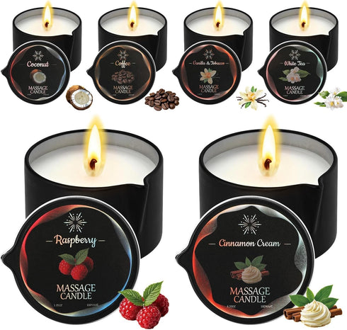 Sariiraw 6 Pack Massage Oil Candles Set, Low Temp Soy Based Massage Candles
