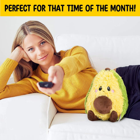 Happy Fuel Avocado Heating Pad 1.5lbs, Unscented Microwavable Plush Pillow for Women & Kids - Kawaii Hot & Cold Toy