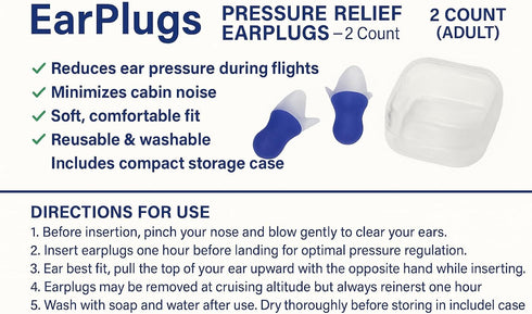 Flight Ear Plugs for Pressure Relief, 1 Pair for Adults