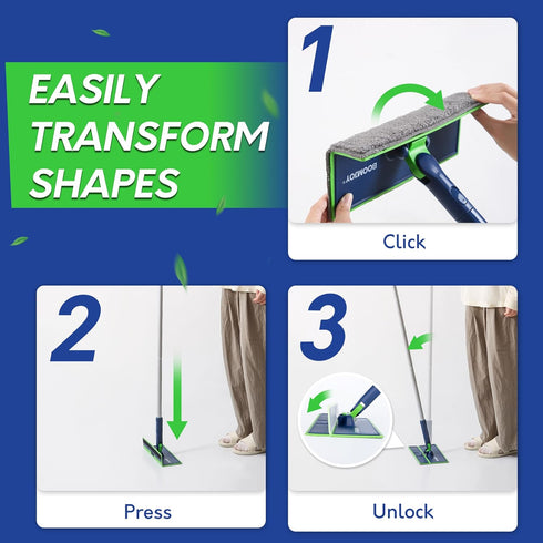 BOOMJOY Wall Cleaner Mop - Foldable Panel, 72" Long Handle, Cleaning Mop Duster for Walls, Ceilings, Baseboards, Floors