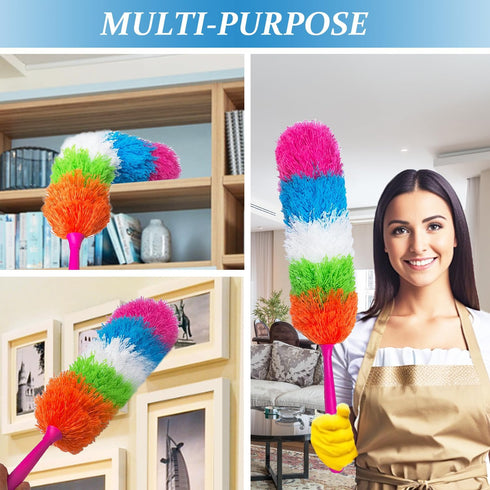 2 Pack 22-Inch Rainbow Reusable Microfiber Dusters, Bendable Washable Feather Duster for Home, Office, Car Cleaning