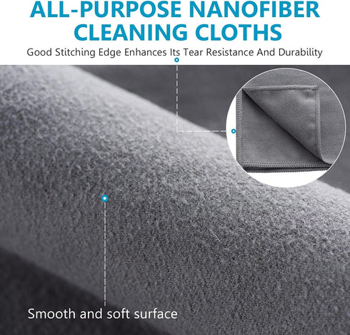 8 Pack Microfiber Screen Cleaning Cloth - Premium Double-Sided Suede Cloths for Glasses, Lenses, Computer, Phone, 12 x