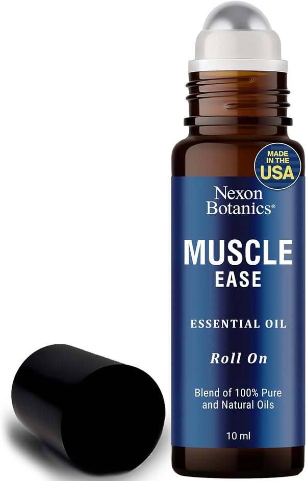 Muscle Ease Essential Oil Roll-On 10ml - 100% Pure Therapeutic Grade Blend for Sore Muscles, Aches & Pains