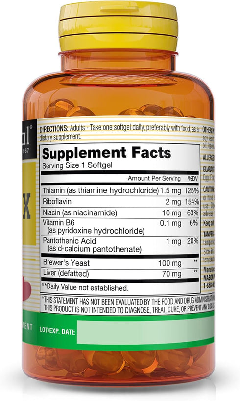 Mason Vitamins B Complex Multivitamin Softgel, 100-Count Bottles (Pack of 3)