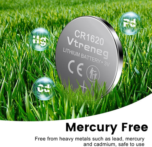 Vtreneg 5 Pack CR1620 1620 3V Battery, Lithium Battery for Key Fob Watch Car Remote