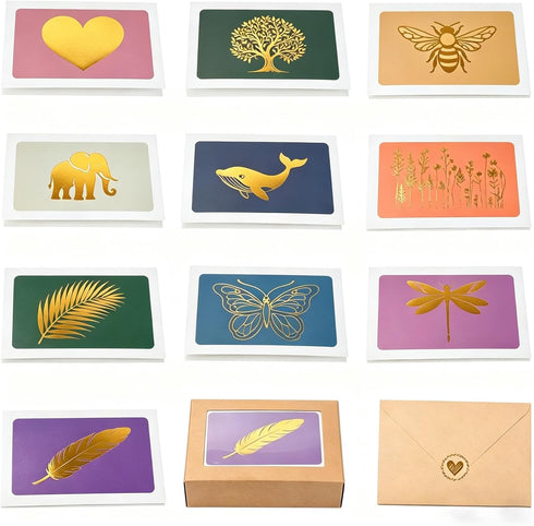 KESLOT Blank Note Cards 30 Pack All Occasion Assorted Greeting Cards, 10 Gold