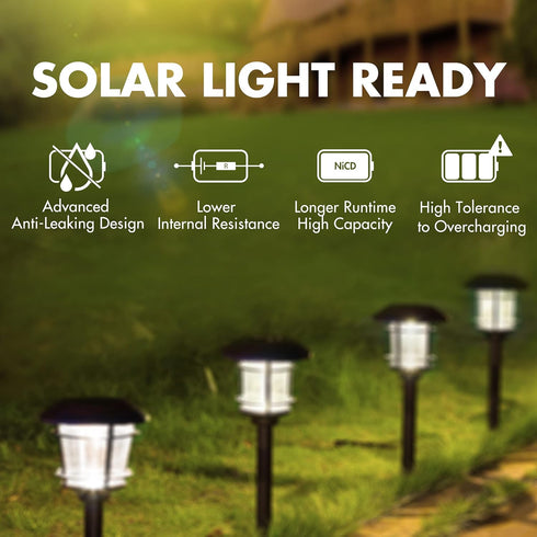 Tenergy AA Premium NiCd Rechargeable Batteries 1100mAh 1.2V Battery Pack for Solar Lights, Garden Lights, 20-Pack