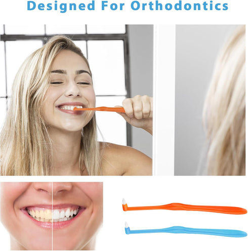5 Pcs Single End Tufted Toothbrush, Interspace Tapered Trim Tooth Cleaner for Orthodontic Detail Cleaning