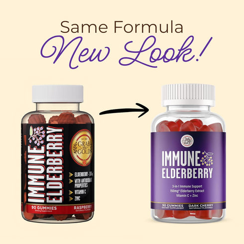 Immunity Gummies 45 Grab The Gold | Elderberry Flavor with Vitamin C & Zinc | Cold & Flu Support, Vegan, Gluten-Free |