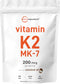 Micro Ingredients Vitamin K2 MK-7 Supplement - 200 mcg Per Serving, 300 Coconut Oil Softgels for Immune Support