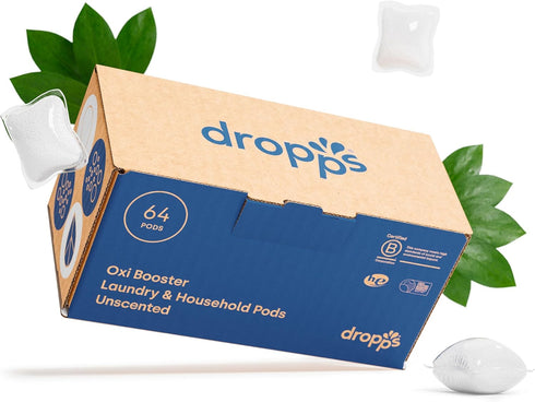 Dropps Oxi Booster Pods, Unscented, 64 Count, HE Compatible, Cold Wash, Chlorine-Free Bleach Alternative