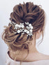 Unicra Silver Crystal Flower Bride Wedding Hair Pins, Bridal Hair Accessories for Women and Girls (Pack of 3)