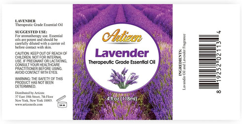 Artizen Lavender Essential Oil 4 oz – Pure Natural Aromatherapy for Diffuser, Skin, Hair with Dropper