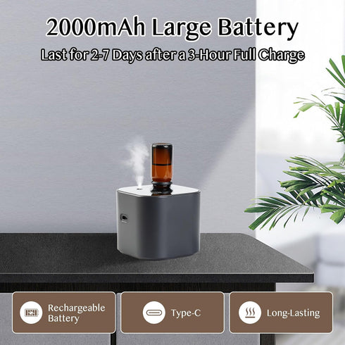 Scentiplus 3 Waterless Essential Oil Diffuser, Portable Aroma Diffuser, Battery Operated, Mist Modes, Aromatherapy