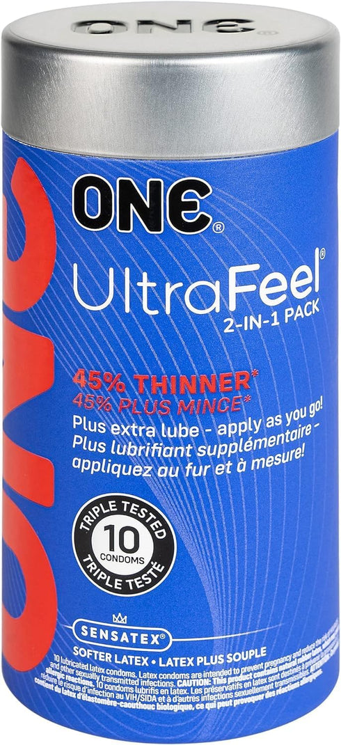 ONE Ultra Feel Latex Condom and Lubricant Combo Pack with Silver Pocket