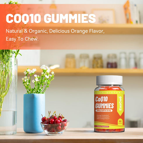 CoQ10 Gummies 200mg - Vegan Supplement for Energy Production, Non-GMO, Gluten Free (60 Gummies)