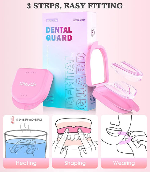 Mouth Guard for Grinding Teeth - 4 Pack Moldable Teeth Guard for Night Sleep, Ventilated Teeth Grinding Guard Box