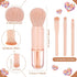 3 Sets Travel Brush Makeup Set, 4 in 1 Mini Portable Lip Brush Foundation Blending Powder Eye Shadow Brush for Women Facial Retractable Set