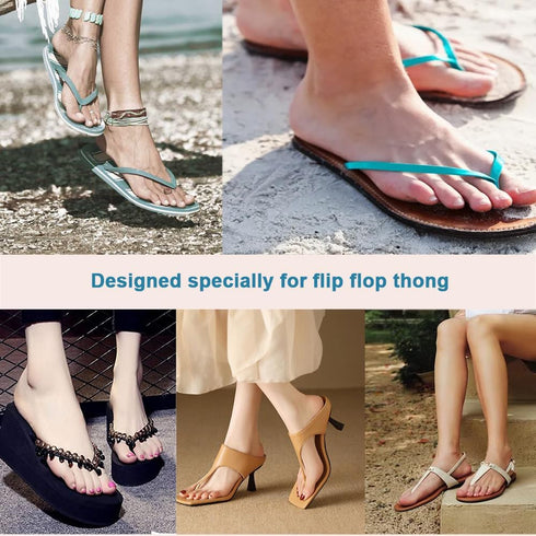 2 Pairs Pigskin Flip Flop Inserts, Anti-Slipping Cushion Insoles for Thong Pain Relief, Self Adhesive Arch Support