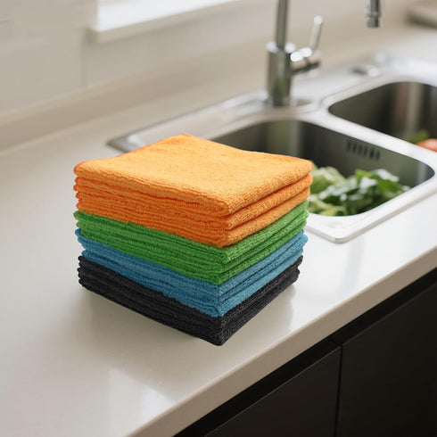 QUOPID 12 Pack 11.8x11.8inch 04, 11.8 11.8 inch) Microfiber Cleaning Cloth - Streak-Free, Reusable Wipes for Glass