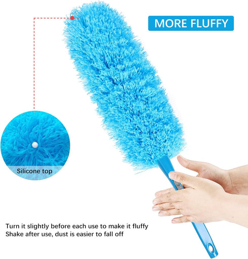 Rainbow Static Duster, 24 Inch Reusable Microfiber Electrostatic Duster, Washable Head for Home and Car Cleaning