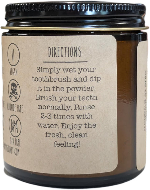 Kid-Safe Orange Vegan Tooth Powder in Glass Jar - Fluoride-Free & Organic