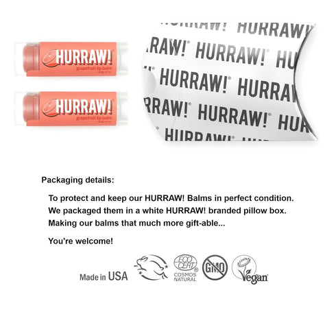 Hurraw! Grapefruit Lip Balm, 2 Pack - Organic, Certified Vegan, Cruelty-Free, Non-GMO, 100% Natural Ingredients