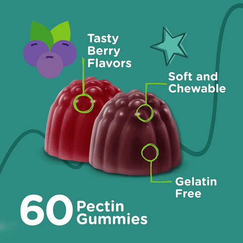 Probiotic Gummies for Kids Plus Prebiotics Fiber - 2 Billion CFUs - Chewable Probiotic Berry Flavored Gummy
