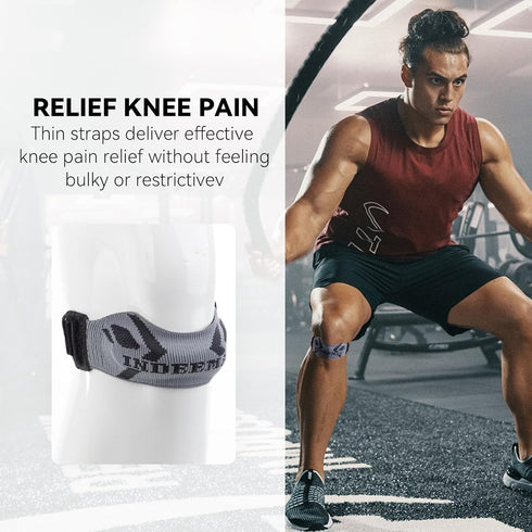 INDEEMAX Knee Brace Strap for Men and Women, 2 Pack Patellar Tendon Support, Gray Knee Patella Band for Pain Relief