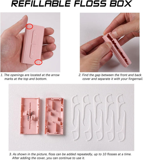 Pink Dental Floss, 2 Pack 10 Count & 50 PCS/Box, Total 70 Picks for Portable Oral Care