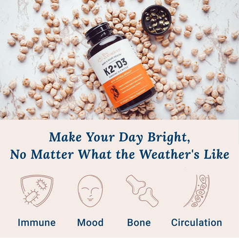 Live Conscious Vitamin K2 MK7 with D3 Supplement - 5000 IU Vitamin D3 & Patented Vitamin K - 60 Softgels for Bone &