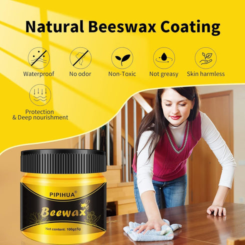 PIPIHUA Beeswax Polish & Conditioner - 2 x 100g Waterproof & Repair Wax with 4 Sponges