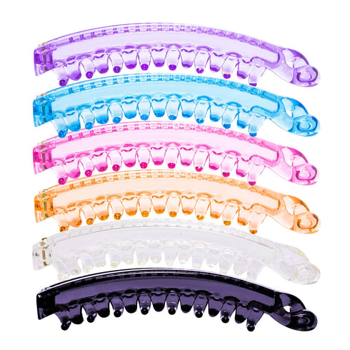 RC ROCHE ORNAMENT 6 Pcs Women's Super Secure Grip Claw Ponytail Maker Holder Hair Clips, Medium Transparent Multicolor