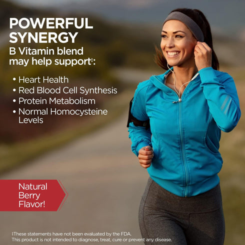KAL Vitamin B-6, B-12 & Folic Acid Supplement, Heart Health, Energy Support, Natural Berry Flavor, 60 Servings
