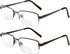 Yogo Vision Reading Glasses Set of 2 Bifocal Half Rim Metal Readers for Men and Women - Gunmetal and Brown 2.5