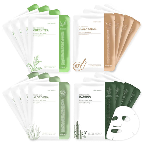 Veraclara Facial Face Mask, Korean Skin Care Mask Combo (12COMBO) for Nourishing and Revitalizing Skin