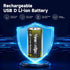 Newsellpo 4 Pack, 8000mWh 1.5V LR20 4 1 Rechargeable Lithium D Batteries D Cell Battery with in USB-C Charging Cable