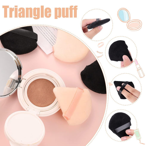 Pimoys 6 Pieces Powder Puff Face Triangle Makeup Sponge, Soft Velour Puffs for Loose Powder Setting Blender Tool