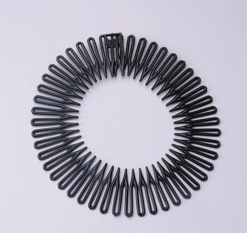 Sowaka 4 Pcs Circular Stretch Comb, Black Brown Flexible Hair Wrap Holder for Women Girls Sports Accessories