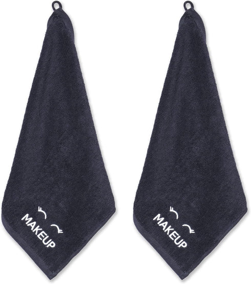 White Classic Bleach Safe Black Makeup Washcloths, 6 Pack - Super Soft Luxury Cotton Towels for Cleansing