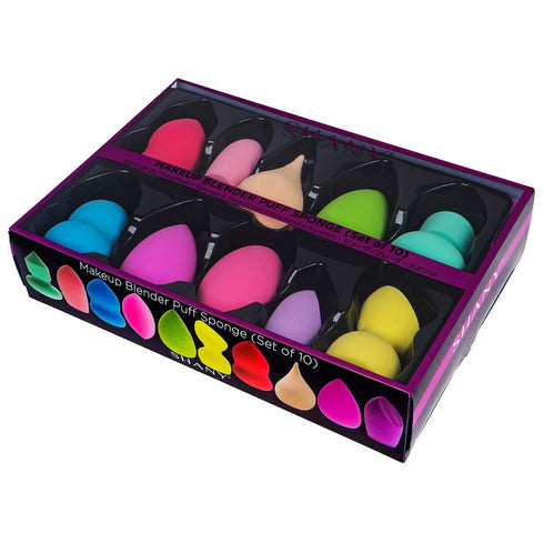 SHANY Blender Makeup Sponge Blending Puff Set, 10 Pcs, Latex-free, Vegan, Assorted Colors