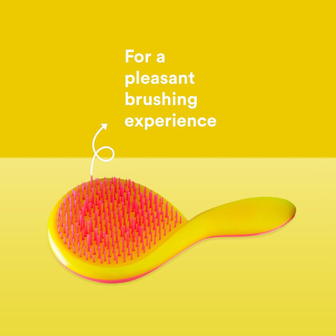Michel Mercier The Girlie Detangle Brush - Painless Detangling Hair Brush for Thick and Curly Hair (Pink-Yellow)