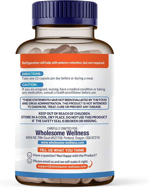 Wholesome Wellness Organic Raw Probiotics 100 Billion CFU, 30 Capsules, Complete Adult Supplement with Prebiotics