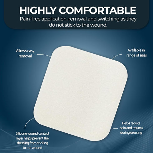 MED PRIDE Sterile Non-Adhesive Foam Wound Dressings - Highly Absorbent, Soft, Waterproof, Flexible (6X6 Inch, Pack of
