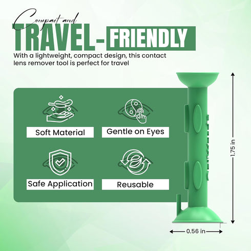 Pincher 1.75" OptiWand Green Soft Contact Lens Removal & Insertion Tool - Silicone Rubber Soft Lens Applicator