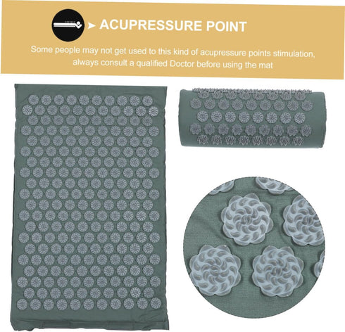 Set TEHAUX Acupressure Mat and Massage Pillow with Non-Slip Surface for Full Body Therapy, Practical Acupuncture