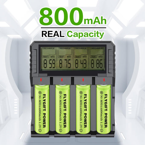 AA Rechargeable Batteries 800mAh Ni-MH Double A 1.2V High Capacity Precharged Solar Batteries for Garden Lights, Pathway Lights, Landscape Outdoor Solar lights, Pack of 12